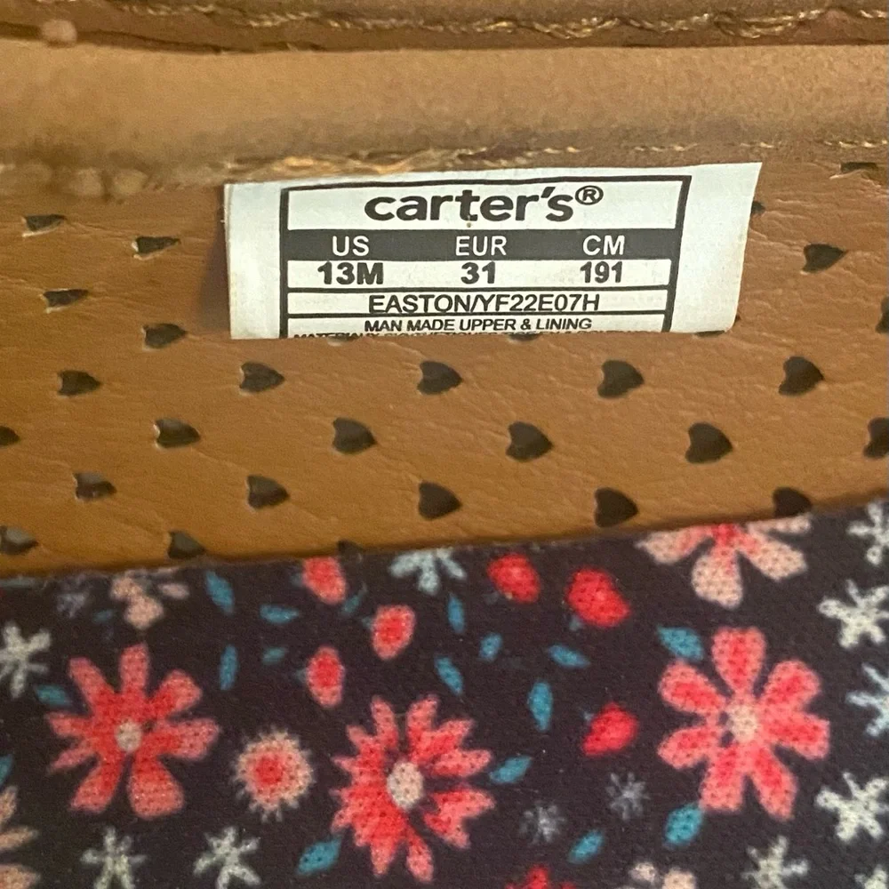Carter's Tan Perforated Heart-Detail Slip-On Flats